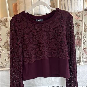 Maeve by Anthropologie, Lace Cotton Blend Top, Medium